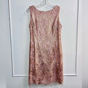 SD Collection Pink Sequin Midi Dress
